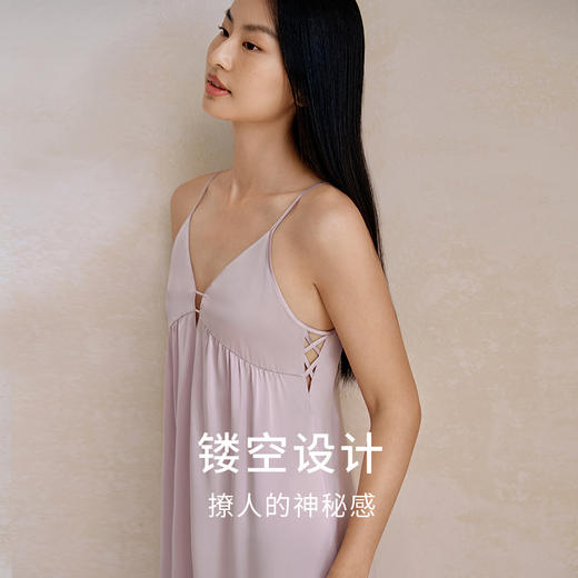 19姆米重磅真丝睡袍女100%桑蚕丝气质镂空吊带裙舒适家居服金三塔  YSFFA307 商品图1