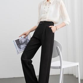 【高货rg】全新升级【铂金会员165/天猫219/差价54】(15702) 洛诗琳创意褶不规则休闲裤女2025春后松紧高腰阔腿西装裤