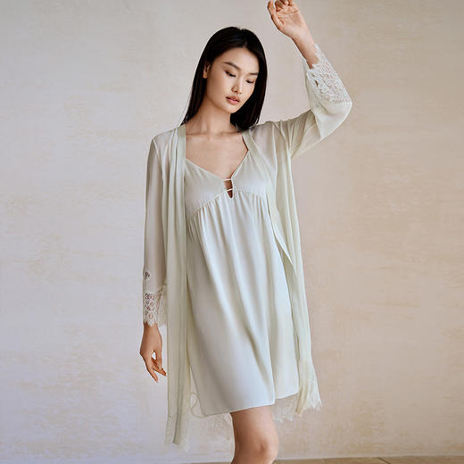 19姆米重磅真丝吊带裙/睡袍女100%桑蚕丝蕾丝花边家居服金三塔 YSFFA307/YSFFA101 商品图3
