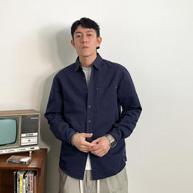 徐太浪水洗通勤百搭纯色长袖衬衫男春季潮牌宽松休闲斜纹衬衣外套