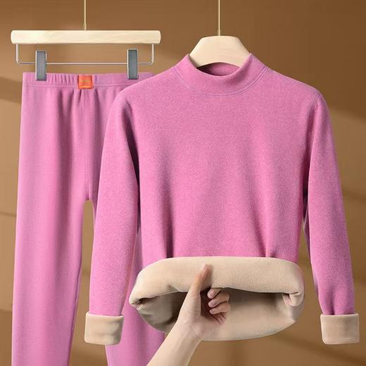 雀说【驼绒巨厚】秋冬季保暖内衣半高领男女套装加绒加厚防寒秋衣秋裤AL2308 商品图7