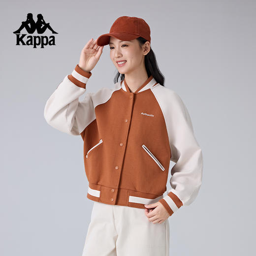 Kappa卡帕背靠背2025新款运动外套女款复古针织开衫上衣休闲夹克K0F22WK81 商品图1