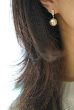 金珠耳饰「干枯玫瑰钻石小盾牌」