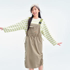 笛莎Deesha青少年女童裙子2025春季女童宽松工装风背带裙