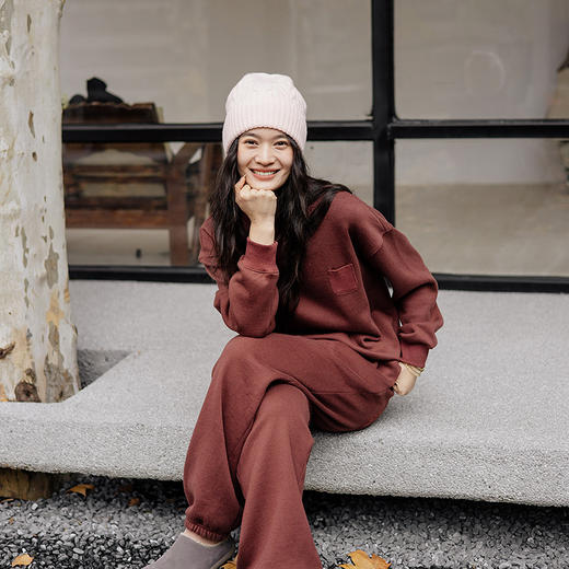 绽放007-008朵/羊毛棉摇粒绒全腰松紧加抽绳脚口收口卫裤卫衣套装 商品图3