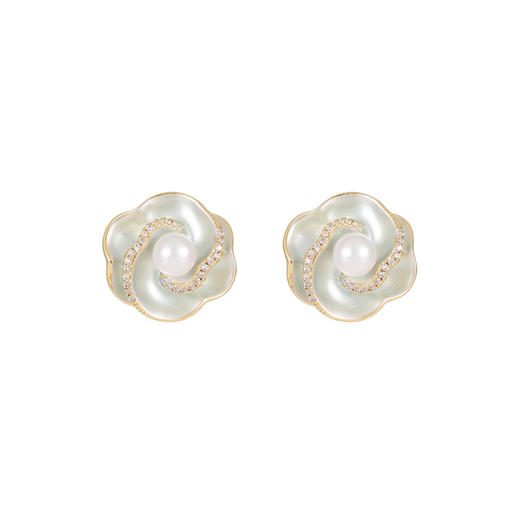 雀说法式轻奢花朵耳环925银针小众设计滴油几何气质高级感耳钉耳饰品AL0782 商品图4