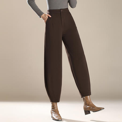 雀说高腰休闲季新款显瘦宽松大码黑色香蕉加绒长裤AL28619 商品图3