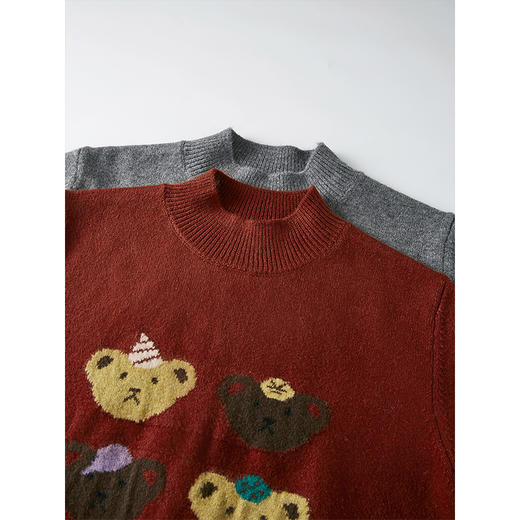 【99元福袋，不支持退换】熙世界复古卡通小熊提花圆领毛衣2025春新款趣味减龄套头针织衫 商品图1