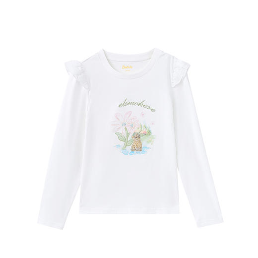 笛莎Deesha 童装女童T恤2025春新款女童时尚图案T恤 商品图4