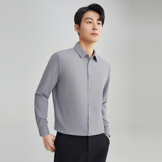 圣得西商务休闲纯色舒适不臃肿衬衣2025秋季新款加绒保暖长袖衬衫 商品图2