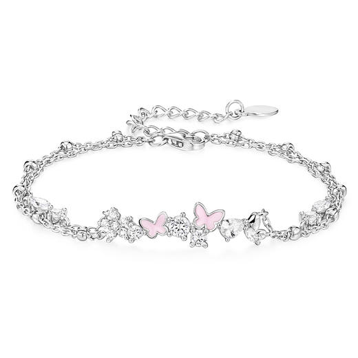 【夜光】卡蒂罗/KADER 夜光蝴蝶双链 接住招财的蝴蝶玄学！闪闪蝶舞粉色少女心原创秋冬拼接链 925银 商品图0