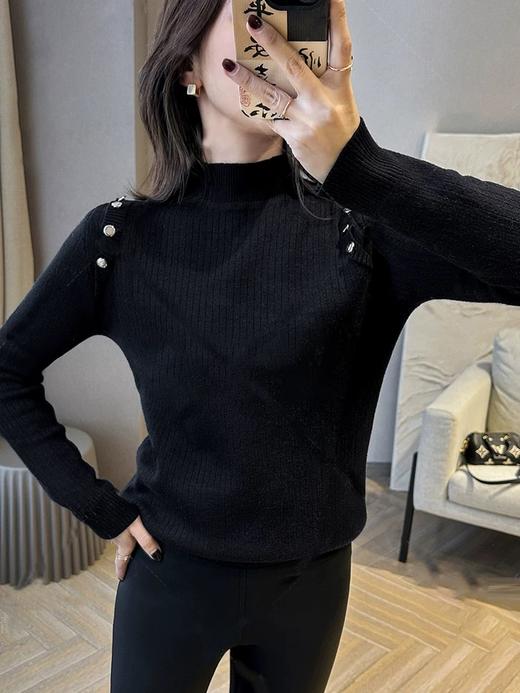 【YW】无忧购“清仓福利”韩系百搭小立领正肩纽扣一体绒保暖针织打底衫1267（截单后7天发货) 商品图6