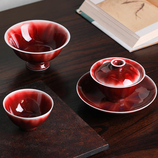 复现清康熙官窑颜色釉，流霞郎红盏 商品图0