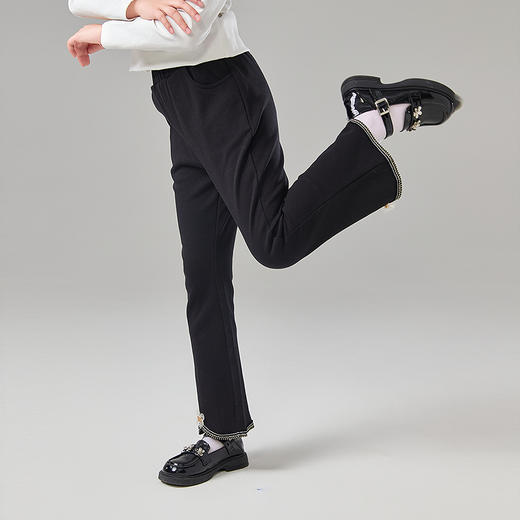 笛莎Deesha 童装女童裤子2025春新款香风针织喇叭裤 商品图1