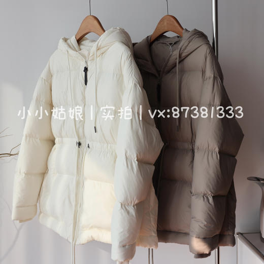 好打理！高品质泡芙90鹅绒服新国标抽绳轻奢零下20度白鹅绒中长款羽绒服 商品图0