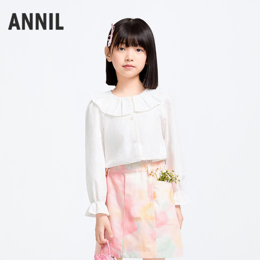 女童翻领长袖上衣春季新款安奈儿童装实体店同款AG511575 商品图0