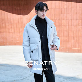 贝纳川立领特色口袋中长款男士羽绒服ECP405009