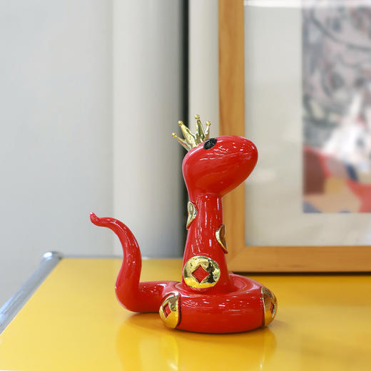 RODEO ART 蛇玲珑 皇冠版 红色12cm 送人送朋友客厅卧室玄关摆件生日礼物蛇年 商品图4