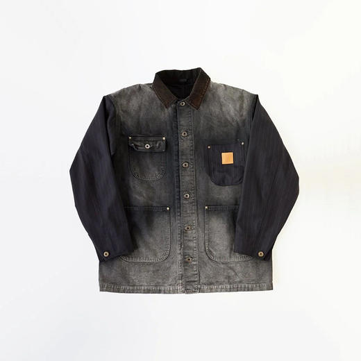 KHOKI Vintage effect work coat 手工拼接REMAKE复古工装夹克 商品图4