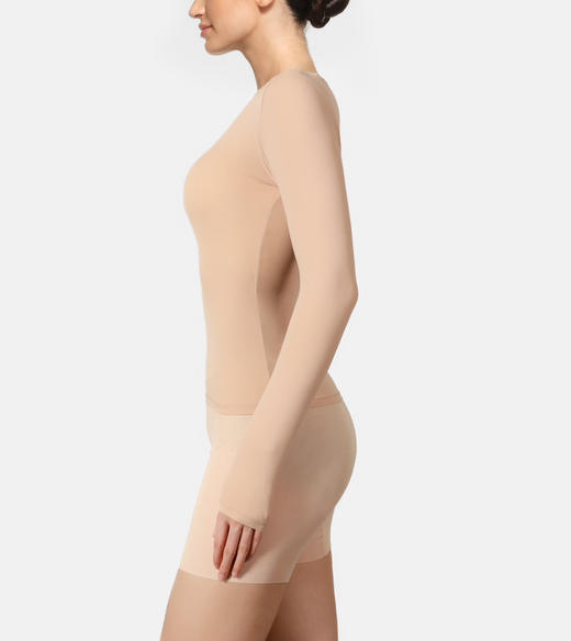 【断码特价】官网519！卡戴shan同款性感修身美肤小圆领打底衫女 高弹时髦百搭气质内搭长袖上衣 商品图3