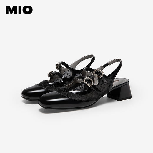 MIO米奥复古闪钻圆头时装凉鞋甜美可爱风舒适半凉鞋M252250707 商品图2