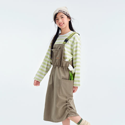 笛莎Deesha青少年女童裙子2025春季女童宽松工装风背带裙 商品图3