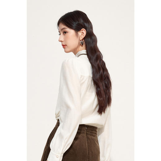 【积分换购不退货】【特惠不退货】诗凡黎法式衬衫2024秋新款木耳边领衬衣女3F9122181 商品图4