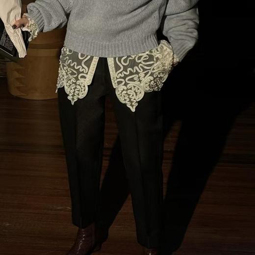 顺丰包邮71858洛诗琳黑色提花翻边锥形九分裤859 商品图3