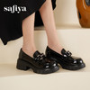Safiya/索菲娅2025春英伦风粗跟漆皮钻扣轻便百搭小个子增高乐福鞋 SFD1112140 商品缩略图3