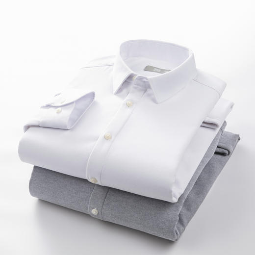 【加绒加厚】圣得西冬季保暖衬衫男长袖简约百搭方领衬衣 商品图2