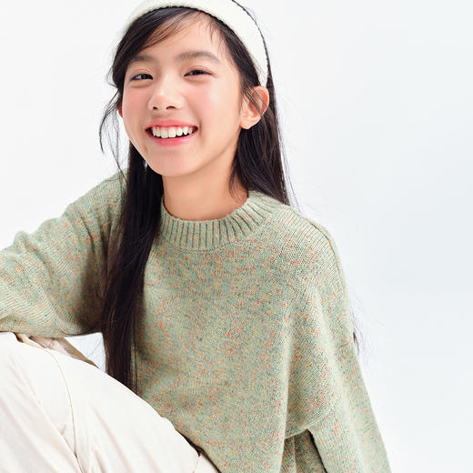 笛莎Deesha青少年女童毛衫2025春季女童舒适针织圆领毛衣 商品图2
