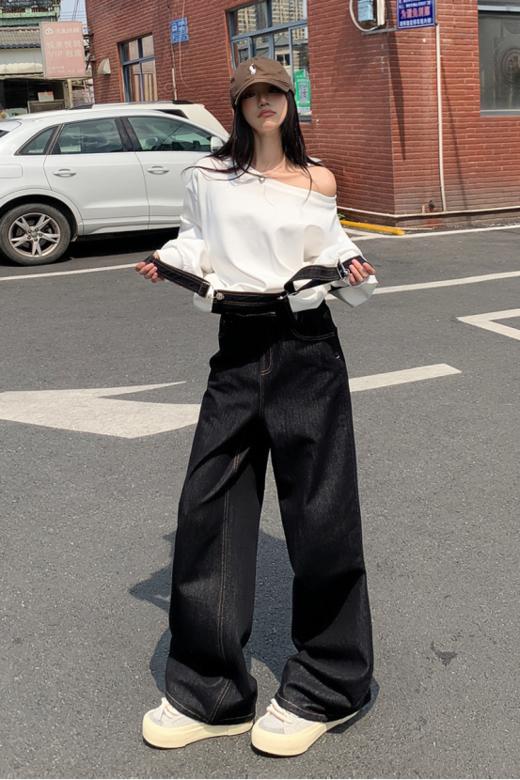 💛2025年新款！！🔺【小野日记Yono's Diary背带牛仔裤XY-F-5389款】💜减龄不掉色牛仔背带裤女高腰宽松垂感阔腿裤🌻 商品图4