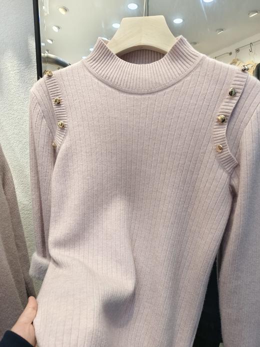 【YW】无忧购“清仓福利”韩系百搭小立领正肩纽扣一体绒保暖针织打底衫1267（截单后7天发货) 商品图11