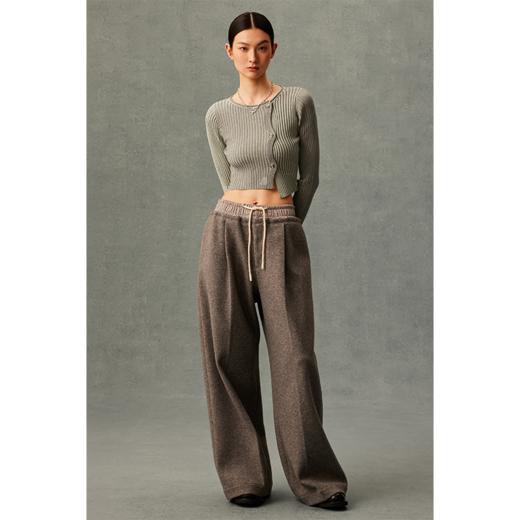 GOODBAI GBlogo刺绣百褶纹理不规则紧身针织开衫 商品图0