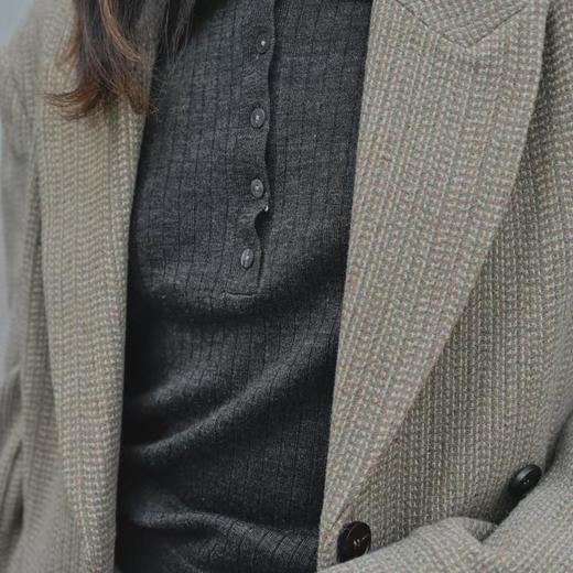 顺丰包邮41933洛诗琳经典翻驳领廓形羊毛编织外套587 商品图2