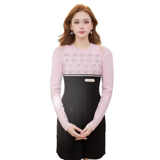 MAXRIENY千金名媛风连衣裙24冬新款精致法式小香针织裙子收腰显瘦(货号:MF85DR757) 商品图1