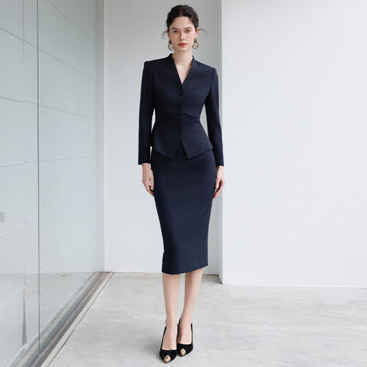 IWY/藏青色职业装套装女新款高级感通勤商务套装时尚优雅工作服秋冬243052C1S1 商品图0