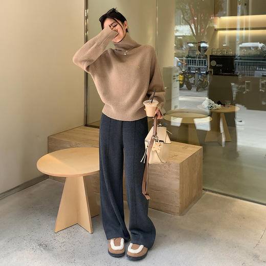 软糯羊毛蚕丝阔腿裤   常规款&加绒款 秋冬显瘦又保暖 五款百搭色可选 80-150斤可穿 商品图6