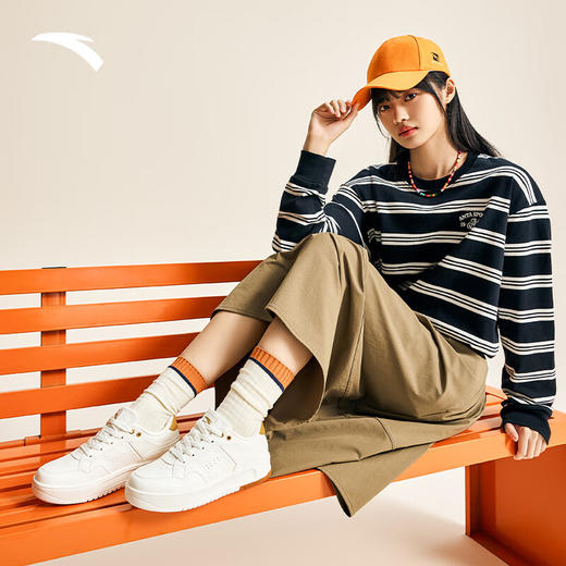 安踏破竹丨经典低帮撞色板鞋女款简约小白鞋百搭休闲鞋122518012 商品图2