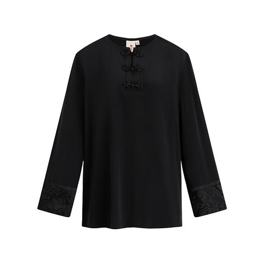 【林栖设计小店】手工钉珠衬衣桑蚕丝绣花宽松新中式2025春季新品上衣女1951074 商品图4
