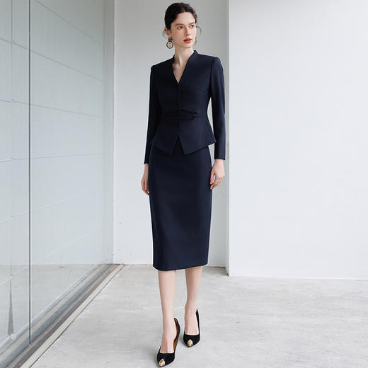 IWY/藏青色职业装套装女新款高级感通勤商务套装时尚优雅工作服秋冬243052C1S1 商品图1