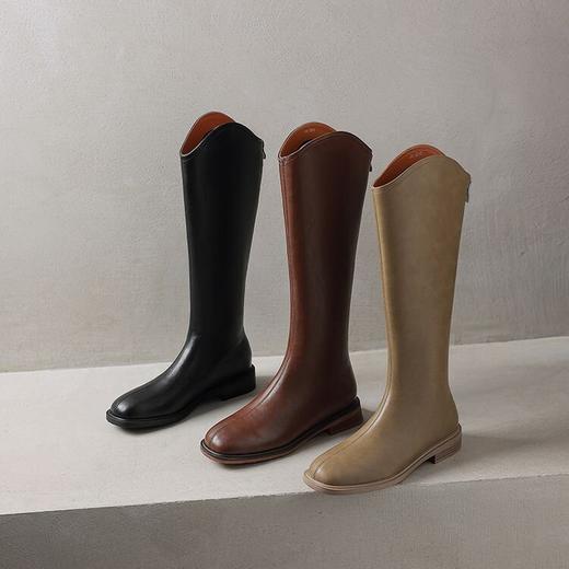 【预售7天】西部显瘦长筒骑士靴复古高筒棕色美式皮靴靴子KYD&YK3041 商品图2