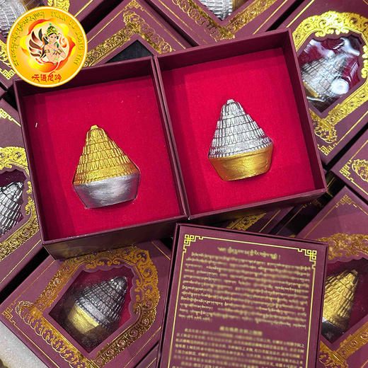 壤塘曾克如来八塔装藏舍利擦擦佛塔金刚塔金银两色擦擦高5.8cm最宽处4.8cm 商品图4