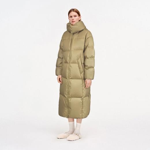 舒库羽绒服男女秋冬季绗缝鹅绒服保暖宽松气质中长款连帽外套 商品图2