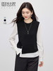 【1件8折】熙世界假两件不规则卫衣女设计感莱赛尔针织拼接上衣2025春秋新款 商品缩略图0