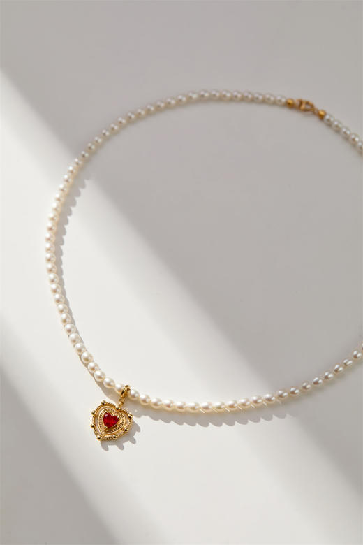 pearl moments珍刻 红桃心 米粒珍珠项链 商品图5