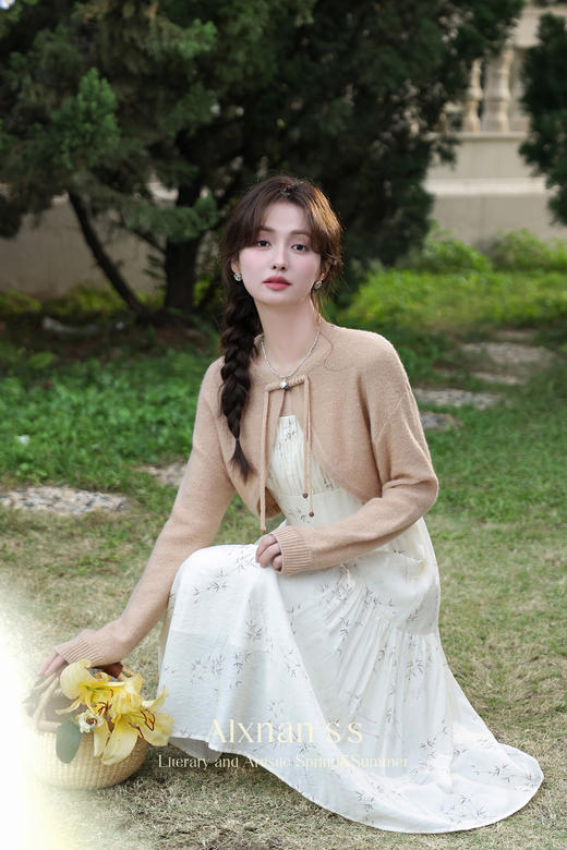 鹿向南《倾城国风》碎花吊带裙针织衫春季新款温柔风气质连衣裙女L335101+L335101SY 商品图4