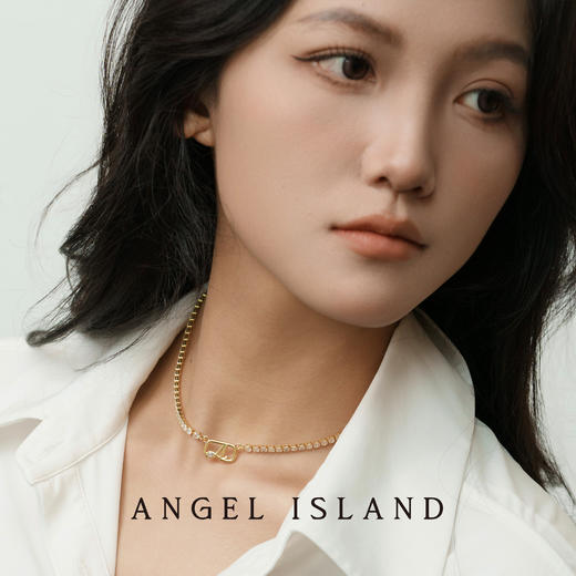 【限时折扣】ANGEL ISLAND 铜合金锆石「Aura光环」经典时尚简约满钻项链 商品图2