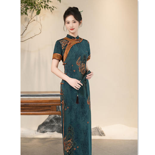 GX老上海复古中国风长款短袖旗袍2025春夏新款旗袍连衣裙 商品图1