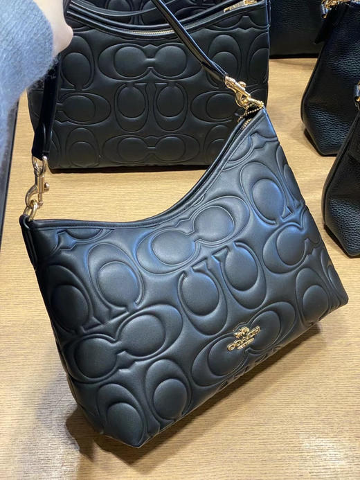 🇺🇸¥1999美国直邮Coach最新款全皮浮雕logo Laurel单肩包，流浪包，黑色 商品图0